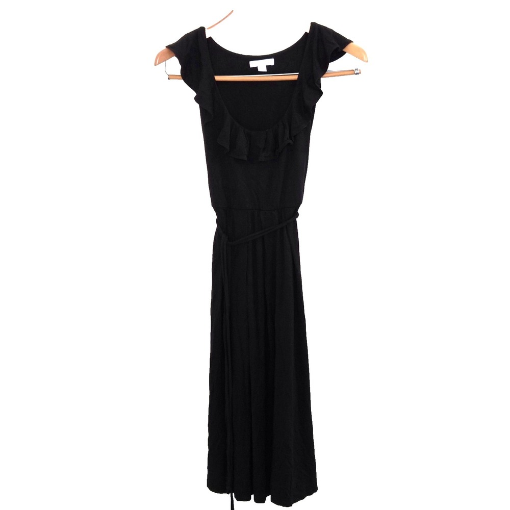 New York & Company Women's Black Sleeveless Ruffle Scoop Neck Dress Size Small